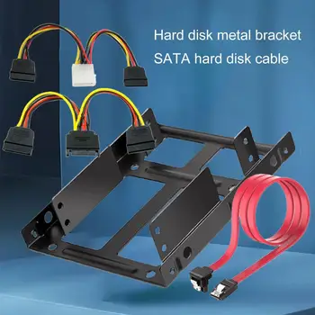 1 комплект Металлический кронштейн для держателя жесткого диска 2,5-3,5-дюймовый кронштейн для жесткого диска Крепление SSD с 4-контактным кабелем передачи данных SATA для ПК