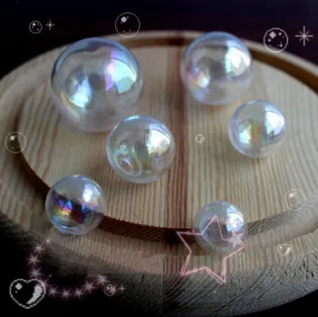 100X6-40mm Радужные полые стеклянные бусины шар с отверстием круглый пузырьковый флакон стеклянные шары-глобусы ювелирные изделия бусины аксессуары для рукоделия