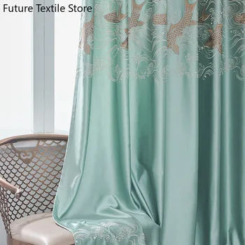 2023 Новые китайские шторы с имитацией блеска, готовые изделия, вышитые занавески для гостиной, столовой, спальни