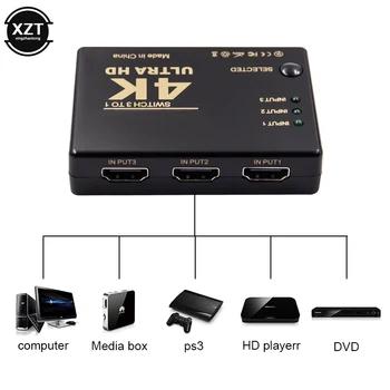 3 Порта 4K * 2K 1080P Переключатель HDMI-совместимый Селектор 3x1 Разветвитель Ultra HD для ПК DVD HDTV Xbox PS3 PS4 Мультимедиа ГОРЯЧАЯ распродажа