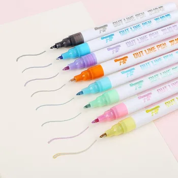 8 цветов маркерной ручки для студентов с цветным маркером, цветные блестящие ручки для маркеров