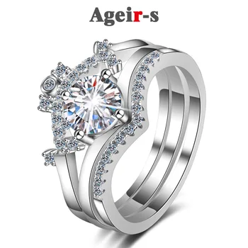 AGEIR-S GRA Сертифицированное 80-Центовое Кольцо с Муассанитом VVS1 Кольцо с Бриллиантом для женщин, обручальное кольцо, Высокое качество, ювелирный подарок Z060