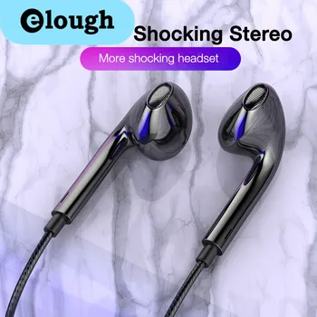 Elough 3,5 мм Проводные наушники-вкладыши, проводные наушники с микрофоном, спортивная музыкальная гарнитура для телефона Xiaomi Huawei Samsung