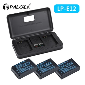 PALO LP-E12 LPE12 LP E12 Аккумулятор Для Камеры + SD Интерфейс Коробка Для Хранения ЖК-Зарядное Устройство для Canon M 100D Kiss X7 Rebel SL1 EOS M10 M50 DSLR