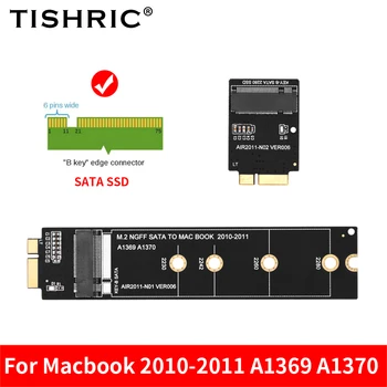 TISHRIC M.2 Разъем Адаптера NGFF SATA SSD Для Жесткого Диска Riser Card Для Macbook 2011-2012 A1369 A1370 Riser Card B-key SATA Адаптер