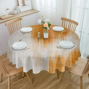 Абстрактная современная линия, Оранжевая непромокаемая скатерть, украшение чайного столика, Круглый стол, крышка для кухни, свадьбы, дома, столовой