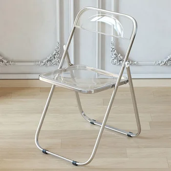 Белый передвижной обеденный стул Прозрачные складные современные переносные прозрачные стулья для гостиной Эргономичная мягкая мебель для дома