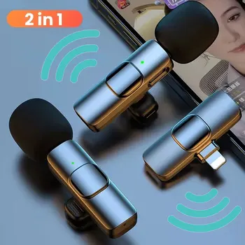 Беспроводной петличный микрофон для записи аудио-видео, мини-микрофон для телефона iPhone Android, игровой микрофон для прямой трансляции, портативный