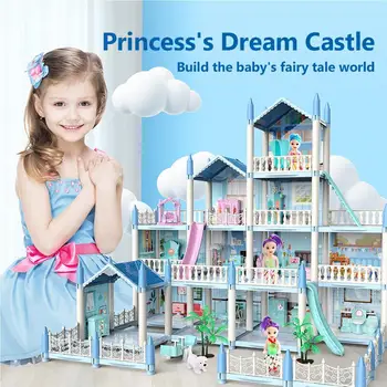 Большой кукольный домик принцессы, набор для дома своими руками, детская мебель для кукол, Миниатюрный кукольный дом, виллы, Рождественские подарки, игрушки для девочек