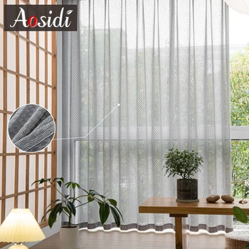 Длинные прозрачные шторы для спальни на окно, тюлевая занавеска для гостиной, элегантная ткань в японском стиле, Марлевая вуаль на заказ