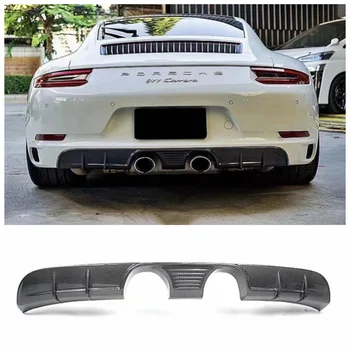Для Porsche Carrera 911 991.2 2013-2018 Высококачественный карбоновый диффузор заднего бампера багажника, разветвители защитной крышки