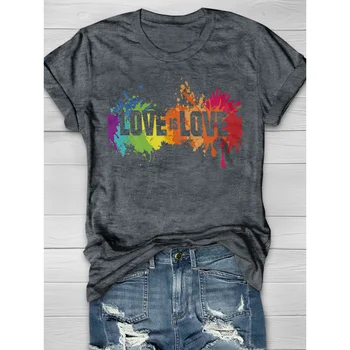 Женская футболка с круглым вырезом и коротким рукавом с радужным принтом Love Is Love от Rheaclots