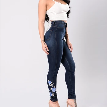 Женские джинсы с вышивкой 2023, уникальные джинсовые брюки с узкой посадкой на маленькую ножку