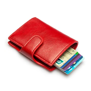 Женский металлический мини-кошелек с RFID-блокировкой, противоугонный держатель кредитной карты, умный тонкий RFID-футляр для удостоверения личности, Винтажный твердый денежный мешок