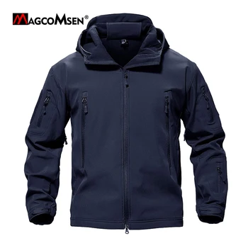 Зимняя мужская куртка MAGCOMSEN, водонепроницаемая ветровка Softshell, пальто с капюшоном, теплая дорожная куртка на флисовой подкладке