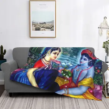 Индийский Бог Кришна Радха Индуистские Одеяла Флисовая Летняя Богиня Любви Теплые Пледы для Кровати Покрывало для спальни