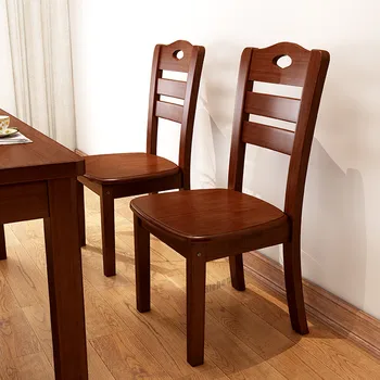 Китайские обеденные стулья Комбинация стола и стула из цельного дерева, стул из резинового дерева, Современный минималистичный обеденный стул для дома и отеля для взрослых