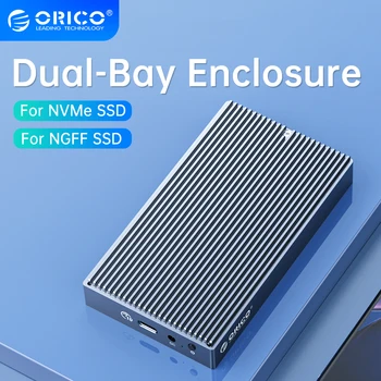Корпус SSD ORICO Dual Bay M2 Поддерживает Двойной Протокол M.2 NVME/NGFF SATA SSD-Диск Для M Key и B + M Key SSD С Адаптером Питания 5V4A