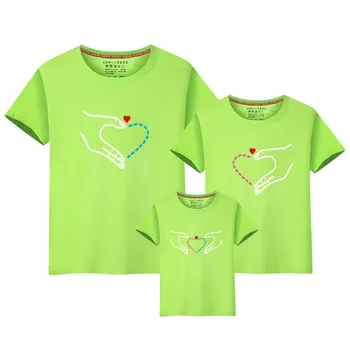 Летняя семейная футболка 2023 года Love Baby, Футболки для мамы и папы с коротким рукавом, Топы из хлопка, Модная одежда для папы, мамы и дочки