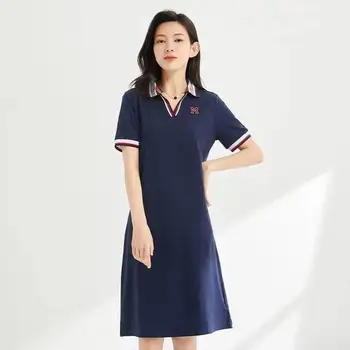 Лето 2023, Новая Корейская мода, Свободный Лацкан в стиле колледжа, Темперамент, Повседневная Универсальная Длинная юбка Для женщин