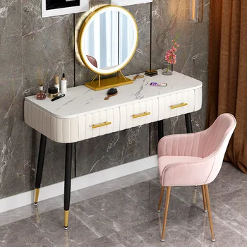 Мебель для спальни с зеркалом, туалетный столик, Мраморные настольные комоды для спальни, стул для макияжа со светодиодным зеркалом, комод 80/100/120 см