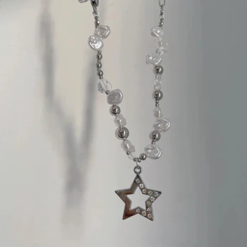 Милая Крутая подвеска в виде звезды с пентаграммой, нерегулярные жемчужные цепочки на шею, ожерелья для женщин, Корейское Милое Трендовое колье 2022 года, аксессуары Y2k