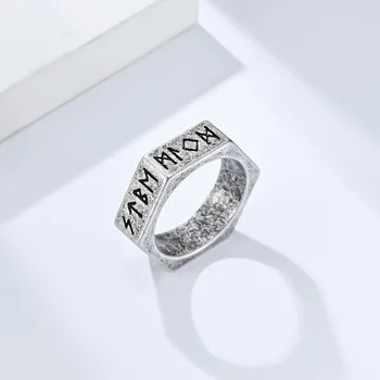 Минималистичные кольца с рунами викингов для женщин, Золотое кольцо из нержавеющей стали, Свадебная пара, Аниллос, Эстетические украшения, Шестиугольное кольцо