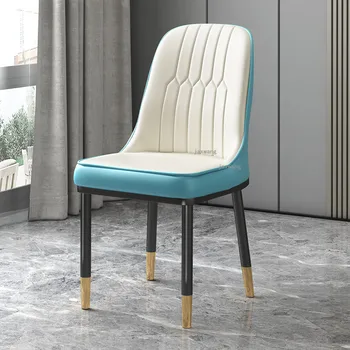 Минималистичные современные обеденные стулья Легкий Роскошный бытовой стул с простой спинкой Скандинавская кухонная мебель Обеденный кожаный стул