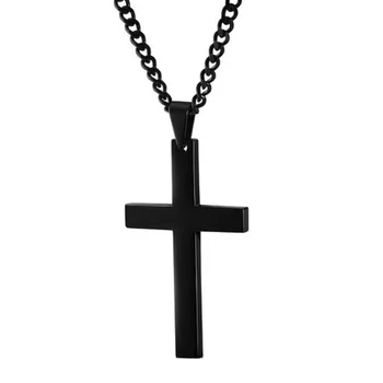 Модное мужское черное ожерелье с подвеской, Цепочка, Подарочные ювелирные изделия, Модные ожерелья, Кресты, Ожерелья для женщин