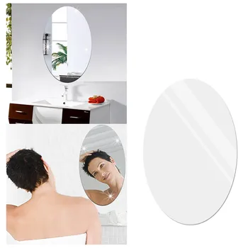 Наклейки для ванной комнаты с зеркалом, наклейки на стены, фоновые акриловые наклейки, овальная наклейка на стену, аксессуары для ванной комнаты, бесплатная доставка