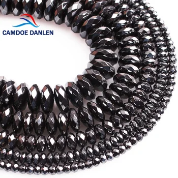 Натуральный камень CAMDOE DANLEN, черный гематит, круглые граненые бусины-распорки, подходящие для изготовления ювелирных изделий ручной работы, бусины для изготовления аксессуаров
