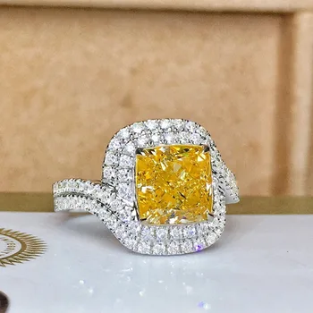 Новое Женское ювелирное изделие Princess Fang с бриллиантами из золота и циркона, высококачественное открытое кольцо с бриллиантами
