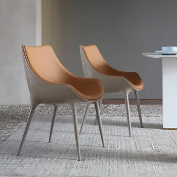 Обеденный стул в итальянском стиле, легкий, роскошный, современный дизайнерский домашний ресторанный стул, простой в скандинавском стиле из воловьей кожи первого слоя