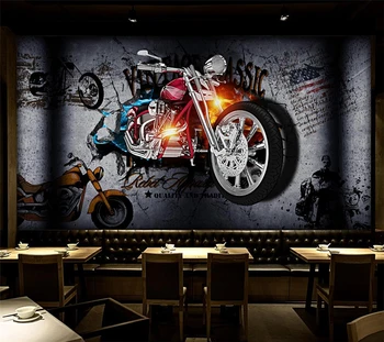 Обои на заказ, 3d мотоцикл, разбитая стена, индивидуальное панно в баре, украшение кафе, ресторана, KTV, фоновая стена papel de parede