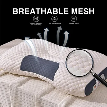 Ортопедическая подушка для шеи с шейным отделением, 3D массажная подушка для защиты шеи Во сне, массажная подушка из домашнего соевого волокна
