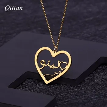 Персонализированное Арабское Ожерелье С Сердцем Индивидуальные Золотые Ожерелья С Табличкой Из Нержавеющей Стали Шарм Арабское Имя Ожерелье Для Женщин Подарок
