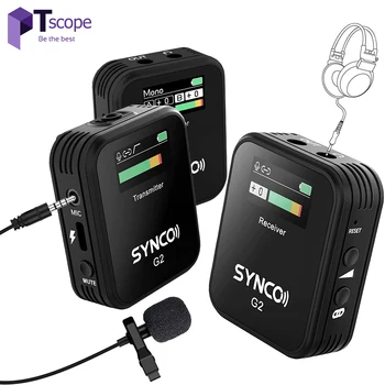 Петличный микрофон SYNCO G2 (A1/ A2) 2.4G Беспроводной Конденсаторный Микрофон с клипсой на лацкане 150 м Регистратор мониторинга в реальном времени