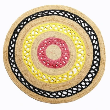 Плетеный круглый тряпичный коврик Паркетные полы Тканый хлопчатобумажный коврик Красочные Ковры для гостиной
