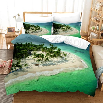 Пляжный пейзаж Комплект постельного белья Single Twin Full Queen King Size Комплект постельного белья для песчаного пляжа Aldult Наборы Пододеяльников для детской спальни 3D twin set