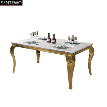 Популярная роскошная мраморная кухня, обеденные столы с обеденным набором стульев, кухонная мебель на золотой основе из нержавеющей стали mesa jantar