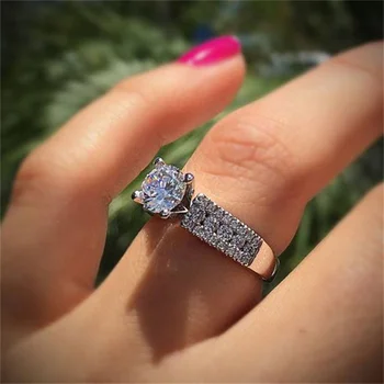 Роскошные Квадратные кольца нежного серебристого цвета для женщин, модные свадебные украшения из белого камня с металлической инкрустацией для помолвки