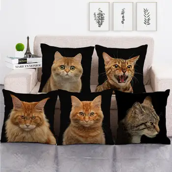 Серия Cute Animal Cat Print Креативный чехол для дивана, простая наволочка для наволочки, украшение для дома, автомобиля для вечеринки
