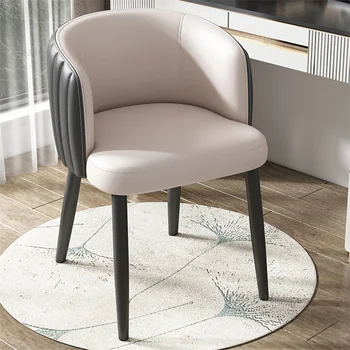 Скандинавские обеденные стулья для гостиной, Современный минималистичный кожаный обеденный стул, дизайнерское кресло Со спинкой, стулья