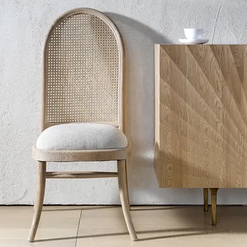 Скандинавский ротанговый стул Обеденный стул со спинкой из ротанга, обеденные стулья из массива дерева, ресторанные стулья для столовой, стулья для отдыха
