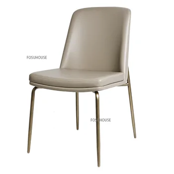 Современные скандинавские обеденные стулья для столовой Мебель для дома Легкие Роскошные кожаные кухонные стулья Дизайнерский стул с простой спинкой