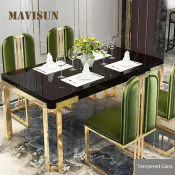 Сочетание роскошного обеденного стола и стула с белой столешницей Crown Light из мраморного камня для 6 человек В элитном ресторане, гостиничных апартаментах