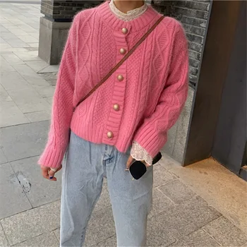 Твист-свитер 2022 Осень Новый Милый Топ в корейском стиле, Нишевая куртка, Вязаный Кардиган для женщин