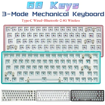 Тестер CIY Настроенный Комплект Механической клавиатуры 3-Режимная Клавиатура С горячей Заменой 68 Клавиш Type C Проводная + Bluetooth + Беспроводная клавиатура 2.4G
