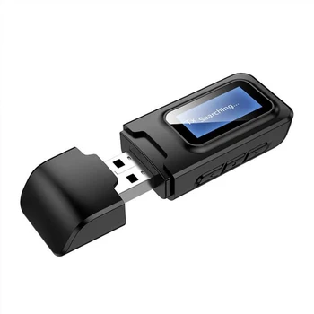 2в1 USB-ключ Bluetooth 5,0 Передатчик Приемник ЖК-дисплей 3,5 ММ AUX Стерео Аудио Беспроводной адаптер для ПК ТВ Автомобиля