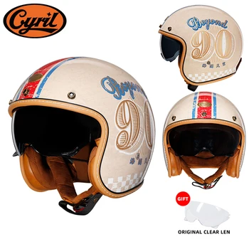 Винтажный мотоциклетный шлем с открытым лицом, одобренный ЕЭК, легкий взрослый ретро-реактивный шлем для мужчин и женщин Casco Moto 3/4 CYRIL B206